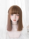 Evahair Cute Brown and Purple Mixed Color Medium Straight Synthetic Wig with Bangs