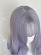 Evahair Grey and Purple Mixed Color Long Wavy Synthetic Wig with Bangs