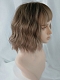 Evahair Brown and Grayish-Pink Mixed Color Bob Wavy Synthetic Wig with Bangs