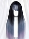 Evahair 2021 New Style Blue to Purple Ombre Color Long Straight Synthetic Wig with Bangs