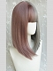 Evahair Half Grey and Half Purple Medium Straight Synthetic Wig with Bangs