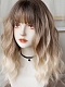 Evahair 2021 New Style Blonde Medium Wavy Synthetic Wig with Bangs and Dark Roots