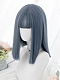 Evahair Blue Shoulder Length Straight Synthetic Wig with Bangs