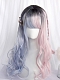 Evahair 2021 New Style Half Blue and Half Pink Medium Wavy Synthetic Wig with Bangs