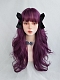 Evahair 2021 New Style Deep Purple Long Wavy Synthetic Wig with Bangs