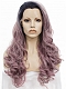 Grayish Pastel Pink Long Wavy Synthetic Lace Front Wig
