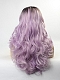 Lilac Purple Ombre Long Wavy Synthetic Lace Front Wig